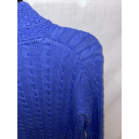 L.L. Bean Women’s Open Cardigan Size Small Blue Cable Knit Cozy Comfort Party - Picture 10 of 12